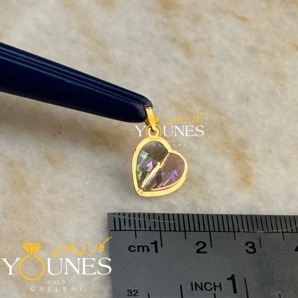 آویز طلا سواروسکی قلبی هلویی